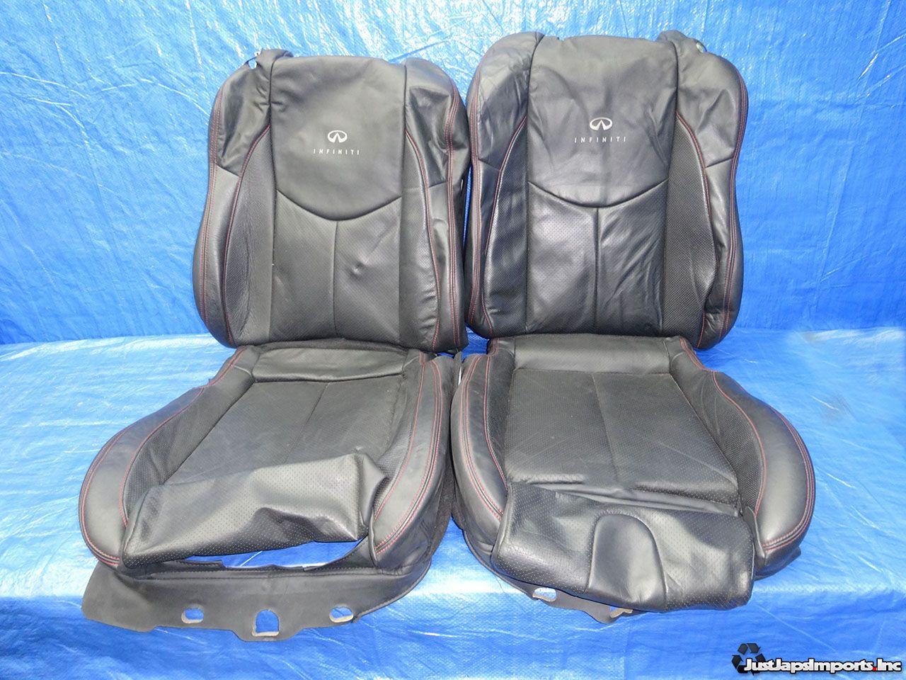 11 12 INFINITI G37 COUPE IPL OEM BLACK LEATHER FRONT SEAT COVERS RED STITCHING eBay